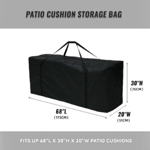 HEPOVER Outdoor Patio Cushion Storage Bags 68Inch Waterproof Extra Large Patio Furniture Cover Cushion Storage Bag with Handle and Zipper