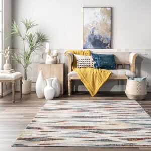 nuLOOM Katya Contemporary Waves Machine Washable Area Rug, 4x6, Multi