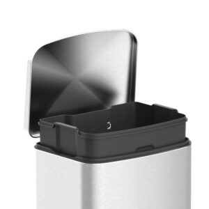 innovaze 3.2 gal./12 liter rectangular stainless steel step-on trash can for bathroom and office