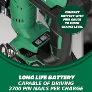 Metabo HPT Cordless Pin Nailer Kit, 18V, 23 Gauge, 5/8" up to 1-3/8" Pin Nails, 2,700 Nails Per Charge, 18V 2.0 Ah Lithium Ion Battery, Fast Charger, Bag, Lifetime Power Tool Warranty, NP18DSALT