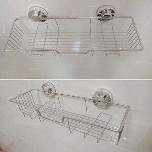 Bathroom Shelf Organizer Bathroom Suction Cup Square Rack Bathroom Wall-Mounted Storage Rack Bathroom Finishing Rack Kitchen Storage Rack Towel Storage Shelves Sundries Holder for Kitchen