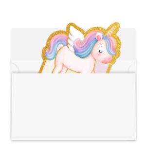 30pcs Funny Magical Unicorn Party Invitations with Envelopes for Kids Birthday Baby Shower, Unicorn Themed Party Supplies