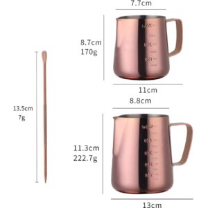 Beminh Milk Frothing Pitcher Stainless Steel,Coffee Mugs Milk Steaming Frother for Espresso Machines,Milk Frothers & Latte Art, Cappuccino Maker (Rosegold, 20oz)