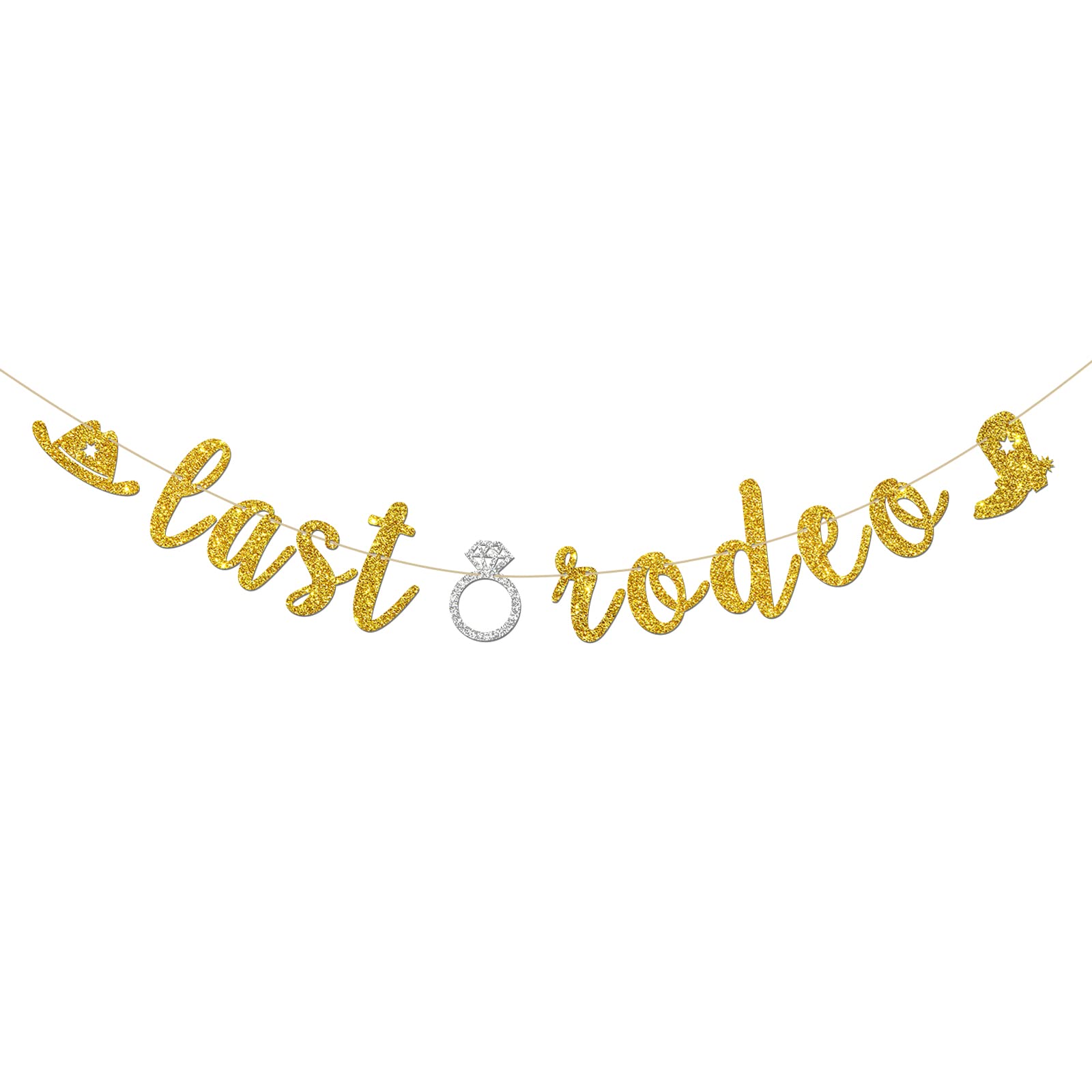 INNORU Last Rodeo Banner, Bride to Be Party Decorations, Western Cowgirl Bridal Shower Bachelorette Party Decorations, Gold Glitter