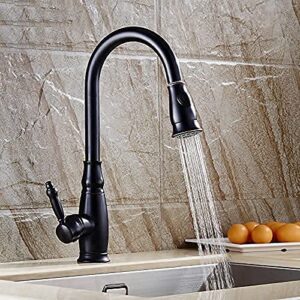 Kitchen Kitchen Faucet Basin Mixer Mixer tap Sink Armature Faucet Bath Black Retro accessible Drop Down hot and Cold Full Copper Spinner Turn