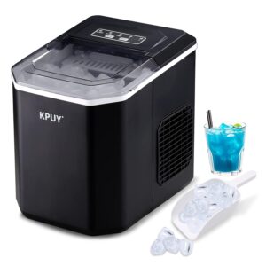 kpuy ice maker machine countertop ice machine for home, self-cleaning ice maker, 9 cubes ready in 6-13 mins, 12kgs in 24hrs portable ice cube maker machine for home/kitchen/office/bar