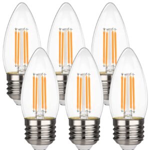 YIMILITE B11 E26 LED Candelabra Bulbs 4.5W(40 Watt Equivalent) 2700K Warm White 450LM Dimmable LED Filament Chandelier Light Bulbs Clear Glass Candle Lamp for Ceiling Fan Home Decor 6 Pack