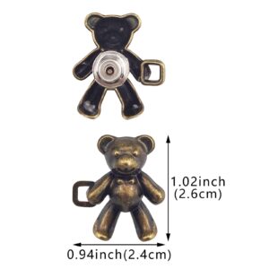 Thinslimer 8 Pairs Cute Bear Jeans Button Pins No Sew Detachable Waist Body Fit Tighten Buckles Perfect Girl's Gifts for Women Skirt Pant Jeans, Metal