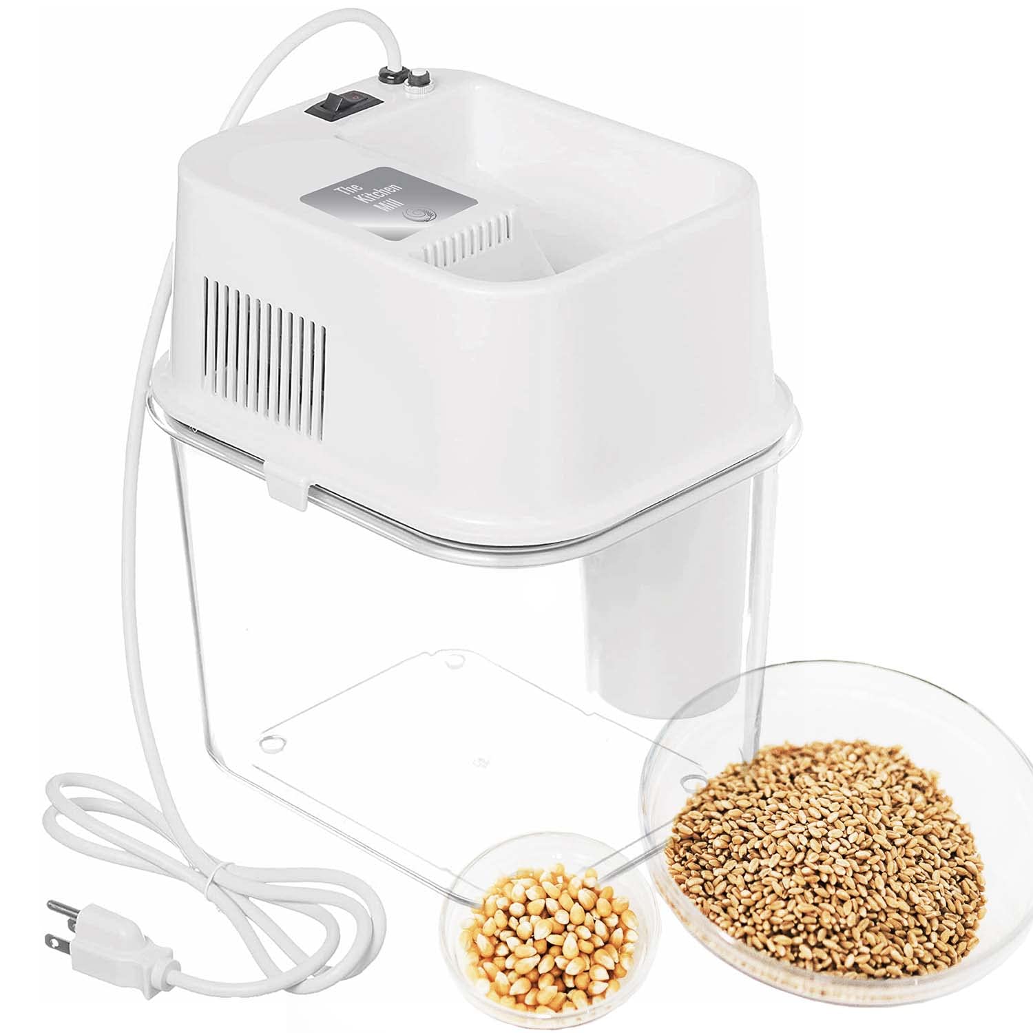 The Kitchen Mill Electric Grain Mill - High Speed Wheat Grinder, Corn Grinder, Grain Grinder, Flour Mill - Assembled in the USA - Stainless Steel Milling Chamber