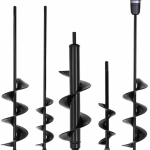 4 Set Auger Drill Bit for Planting,Heavy Duty Garden Auger Spiral Drill Bit Bulb Planter Tool for Planting Bedding Plants,Universal for Cordless Drill(1.6"x9",1.6"x16.5",3"x16.5",3"x12")