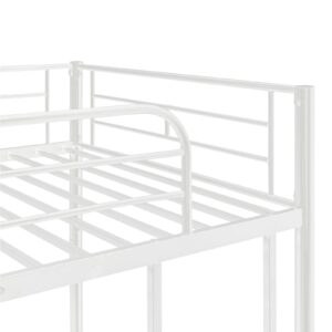 LostCat Twin Over Twin Bunk Bed with Trundle,Heavy Duty Twin Size Bunk Beds Frame with Safety Guardrails and ladders for Kids/Teen/Adults,No Box Spring Needed,White