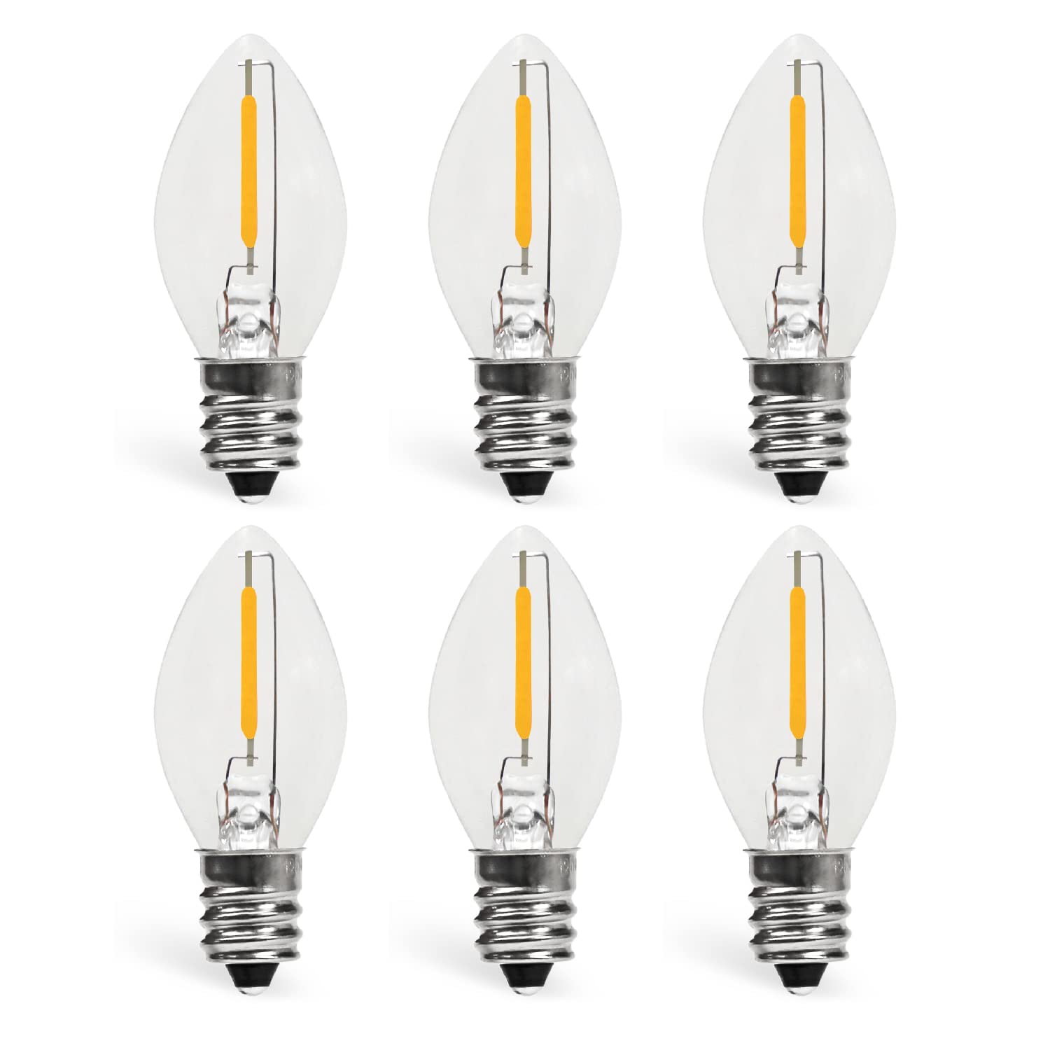 YIMILITE C7 0.6W 2700K Featuring Standard E12 LED Bulb Candelabra Base Replacement Night Light 6 Pack