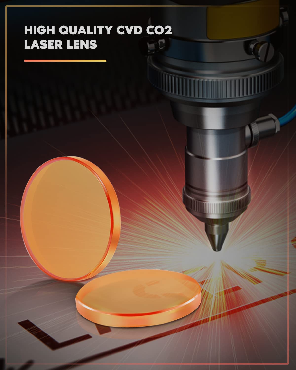 Inccala CO2 Laser Lens PVD ZnSe Laser Mirror: 18mm/0.71" FL76.2mm/3" T2.2mm Meniscus CO2 Focus Lens for CO2 Laser Engraving Cutting Machine