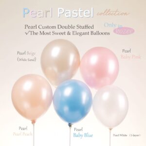 Kozee Pearl white Double-Stuffed Balloons different sizes 63 PACK 18/12/10/5 inch White sand ivory balloon Garland kit For Wedding birde to be Birthday anniversary decorations