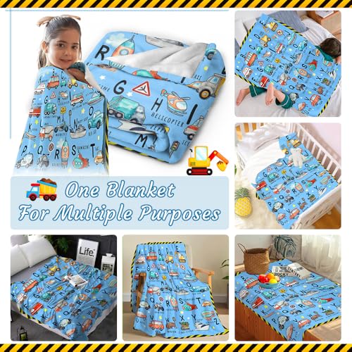 ABC Truck Alphabet Transportation Blanket Toddler Blanket Throw Super Soft and Cozy Blankets for Home Decoration, Couch, Bed, Sofa 50 in x 40 in Small for Kids for All Seasons