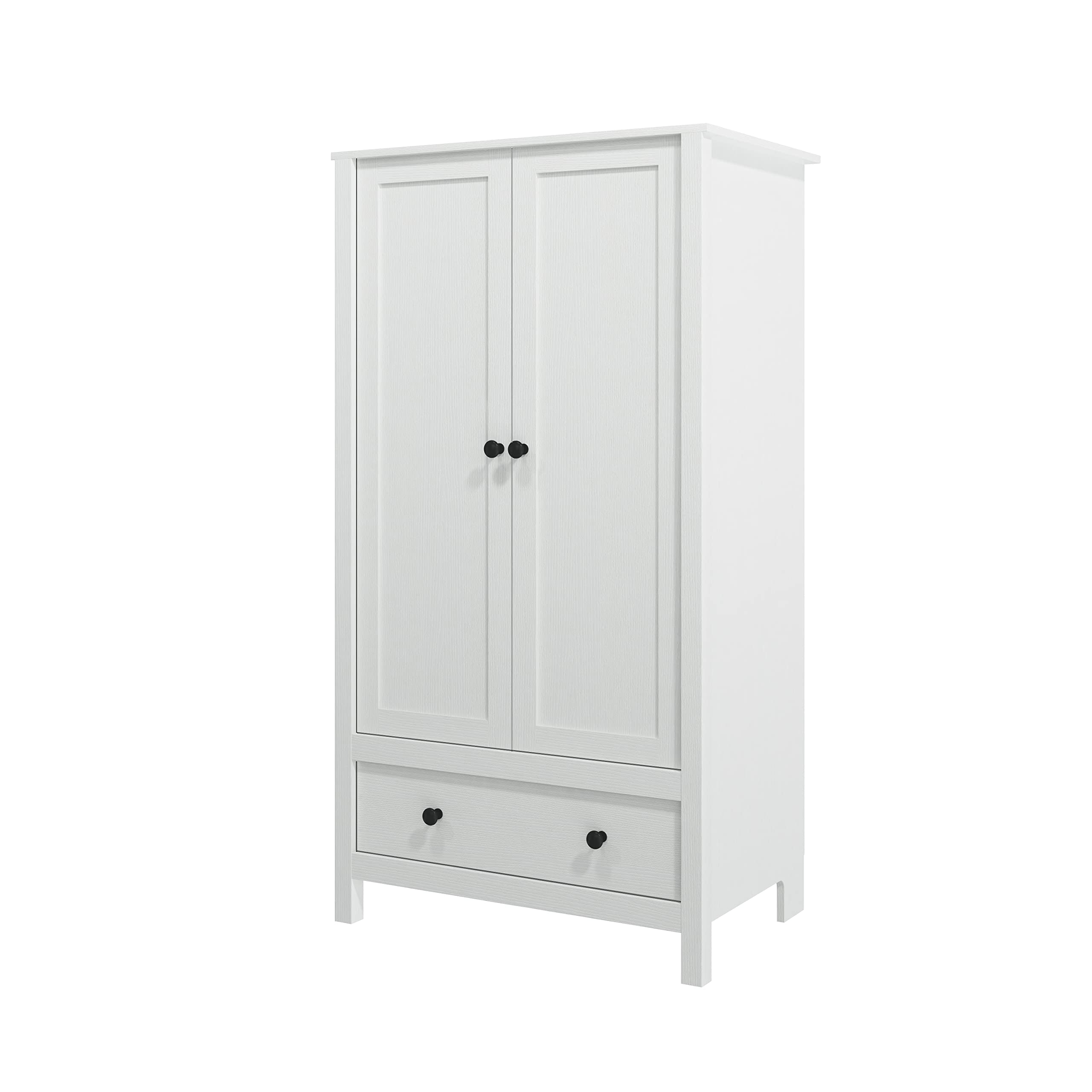 Panana 2 Door Wardrobe, Armoire with Drawer for Bedroom (White)