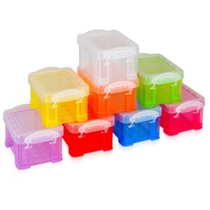 certbuy 24 pack small plastic storage box 3 × 2.5 × 2 inches stackable small craft boxes with lids mini storage box for beads crafts jewelry small crafts items accessories (8 colors)