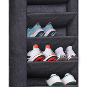 SLEEPING LAMB Over The Door Shoe Organizer for Closet with Large Deep Pockets, Narrow Shoe Rack for Door Hanging Boots Storage, Black