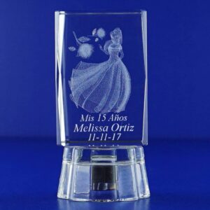 " Princesa Quinceañera Party Favor 12 Pieces 3D Princess Quinceañera Crystal Favor Personalization Customization Laser Engraving - Birthday, Mis XV Años, Mis 15 Años, Sweet 15 and Sweet 16" (4"H)