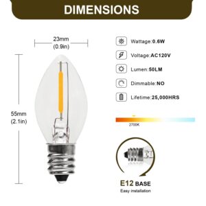 YIMILITE C7 0.6W 2700K Featuring Standard E12 LED Bulb Candelabra Base Replacement Night Light 6 Pack