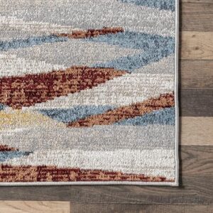 nuLOOM Katya Contemporary Waves Machine Washable Area Rug, 4x6, Multi