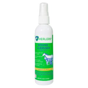 healers petcare wound cleanser - all animal wound and skin care spray - clean, flush and moisturize - natural & non-toxic pain relief cleaner for dogs, cats, & more pets (4oz)