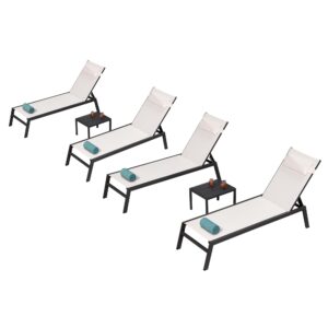 purple leaf outdoor lounge chairs set patio chaise lounges outside with 2 side tables for beach pool sun lounger reclining chair white