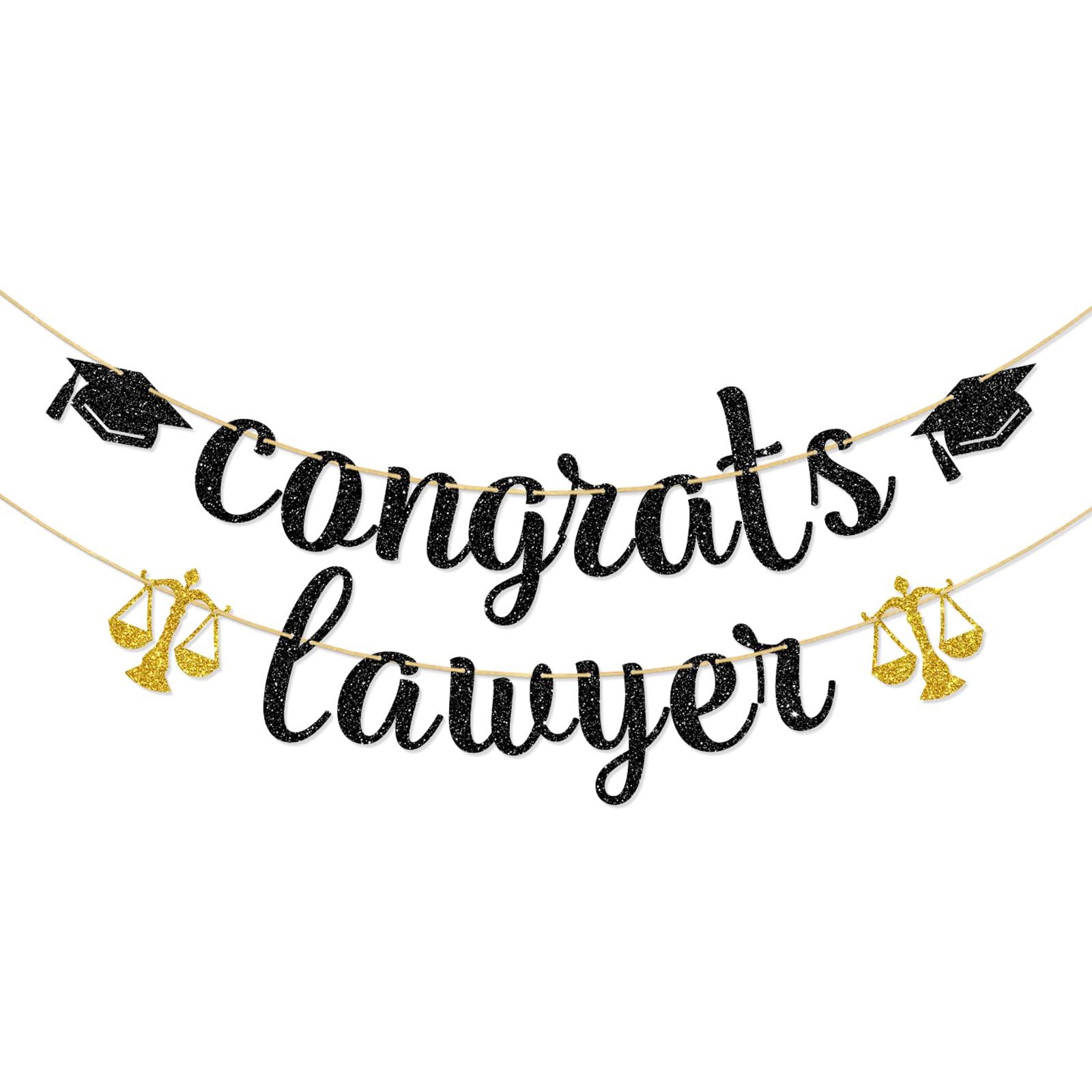 Ambishi Black Glitter Congrats Lawyer Banner, Congrats Law Grad Sign, Class of 2024 Graduation Bunting Decor, Lawyer Up Future Lawyer Garland for Law School Survivor