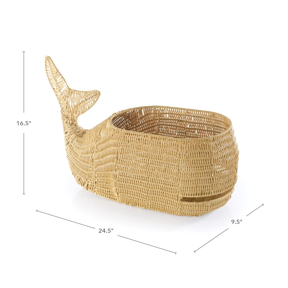 Kaplan Early Learning Whale Washable Wicker Floor Basket | Ocean-Inspired Woven Rattan Storage Bin | Home Decor Organizer