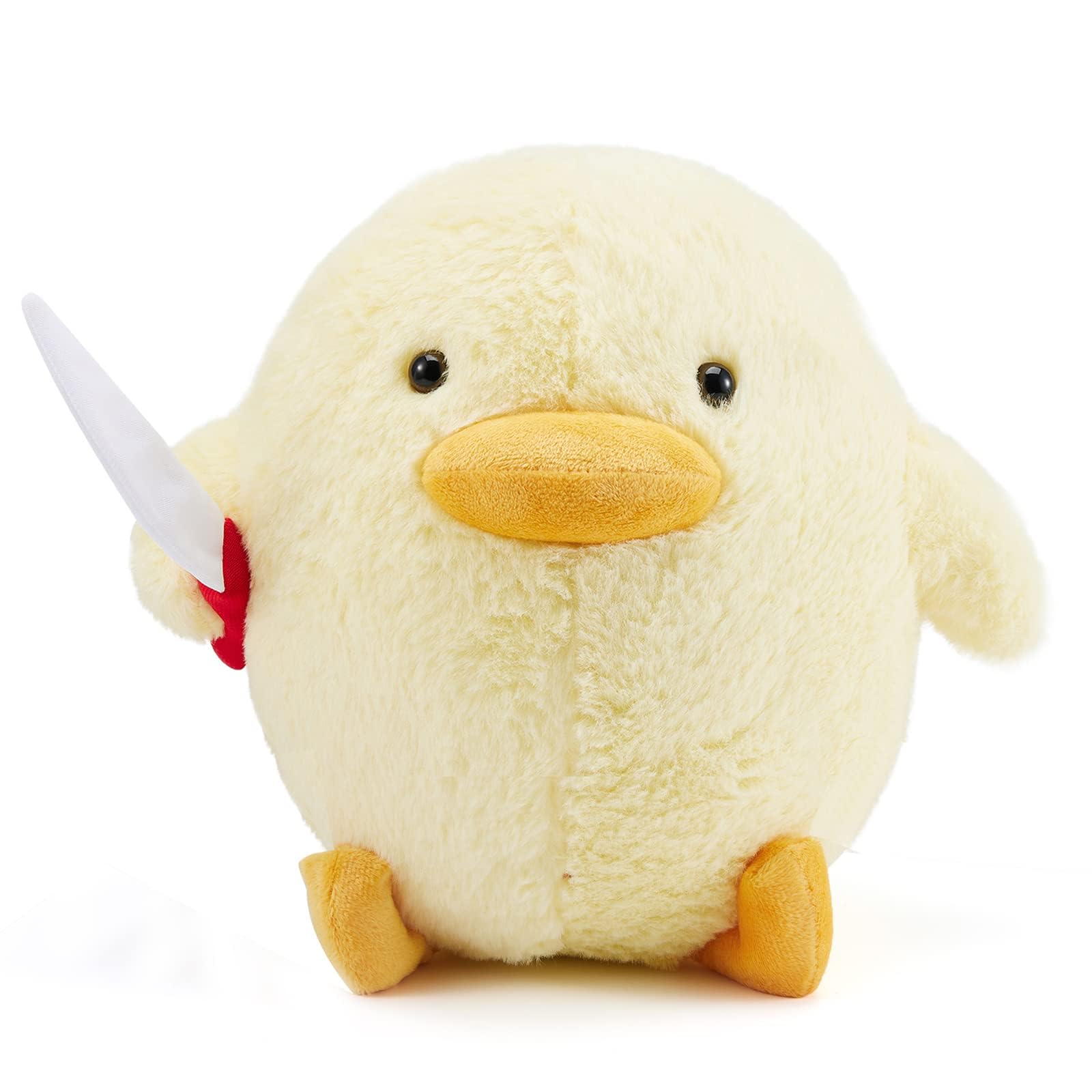 Kephay Cute Duck Plush with Knife Duckling Stuffed Animal Plush Toy Duckie Throw Pillow Plushies Doll Toys Gift for Boys Girls Adults (Yellow, 11.8 inch)