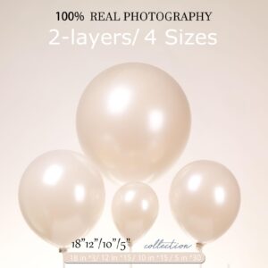 Kozee Pearl white Double-Stuffed Balloons different sizes 63 PACK 18/12/10/5 inch White sand ivory balloon Garland kit For Wedding birde to be Birthday anniversary decorations