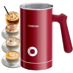 milk frother and steamer, greecho 4 in 1 electric milk frother, 10.2oz/300ml automatic warm & cold milk foamer for coffee, latte,silent operation & automatic shut-off, viva magenta rose red