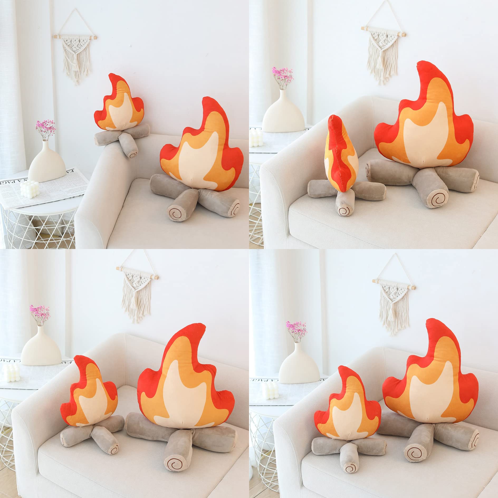 17.7in Funny Campfire Plush Pillow, Fake Campfire Pillow, Simulation Bonfire Plush Toy, Fake Fire Soft Stuffed Weird Room Decor, Kids Camping Decor Gift, Outdoor Activities Camping Toy Sets