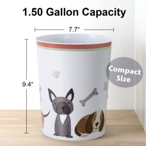 Allure Home Creation Puppy Love Metal Wastebasket Small Size 1.28 Gallons