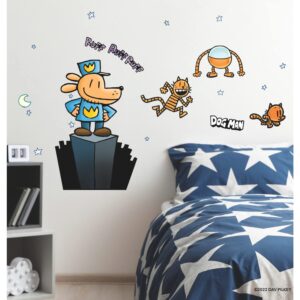 RoomMates RMK5333GM Dogman Giant Peel and Stick Wall Decals, Blue, Orange, Black