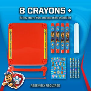 Paw Patrol Activity Coloring Table with Art Paper Roll, Plastic Desk Holder, Crayons & Stickers - Color & Craft Art Table - Red Activity Floor Desk, Ages 3-6