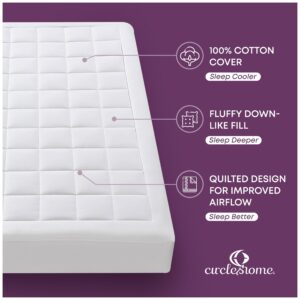 CirclesHome Ultra-Plush Down Alternative Cotton Top Mattress Pad for Comfort & Protection - 48 Inch (75x48)