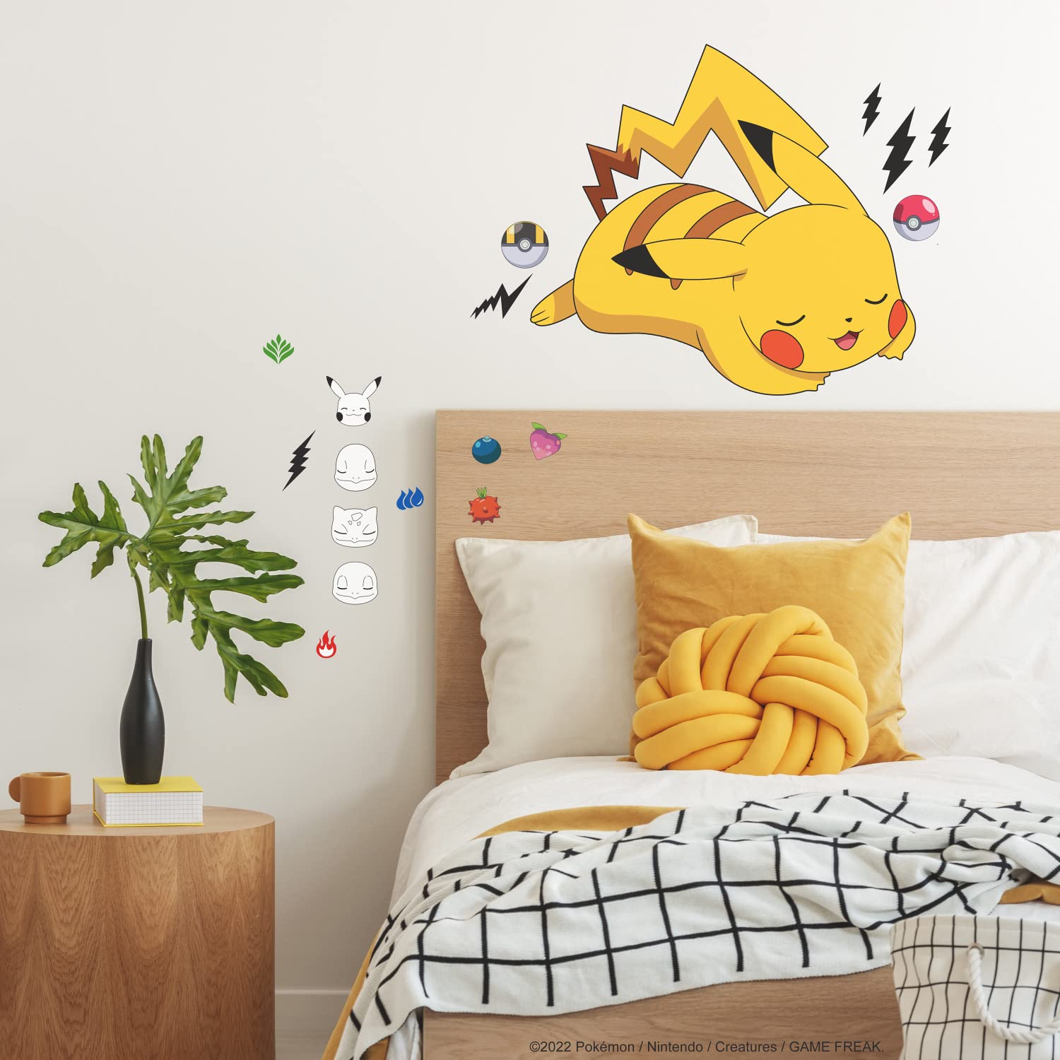 RoomMates RMK5335GM Pokemon Sleeping Pikachu Giant Peel and Stick Wall Decals, Yellow, red, Black, White