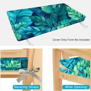 YINSHIFU Outdoor Bench/Settee Cushion Slip Cover 48 x 18 x 3 Inch, Water Resistant UV Protection Patio Furniture Swing Cushion Cover, Replacement Cover Only (Tropical Leaves 1)