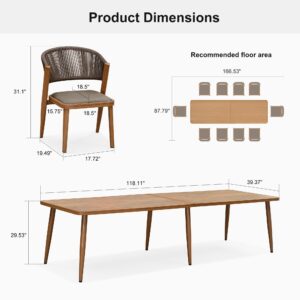 PURPLE LEAF 11 Pieces Patio Table and Chairs Set All-Weather Aluminum Rattan Furniture Set with Cushions Outdoor Dining Set