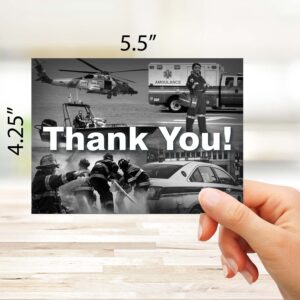 Small World Greetings First Responder Thank You Cards 24 Count - Blank Inside with White Envelopes - A2 Size 5.5" x 4.25" - Police, Firefighters, Paramedics, Emergency Personnel and More