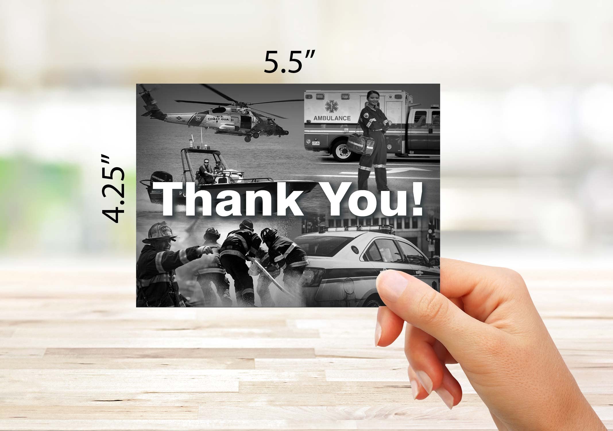 Small World Greetings First Responder Thank You Cards 24 Count - Blank Inside with White Envelopes - A2 Size 5.5" x 4.25" - Police, Firefighters, Paramedics, Emergency Personnel and More