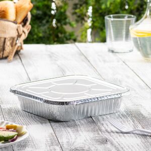 GUSTO [25 Sets 8-Inch Square Foil Pans with Lids - Disposable Food Containers, Aluminum Foil Pans For Baking, Cooking, Storing and Preparing Food (Formerly Comfy Package)