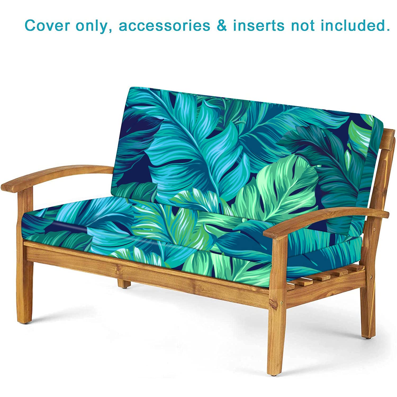 YINSHIFU Outdoor Bench/Settee Cushion Slip Cover 48 x 18 x 3 Inch, Water Resistant UV Protection Patio Furniture Swing Cushion Cover, Replacement Cover Only (Tropical Leaves 1)