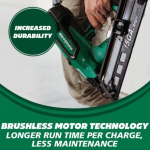 Metabo HPT 18V MultiVolt™ Angled Cordless Finish Nailer Kit, 15 Gauge, 1-1/4" up to 2-1/2" Angled Finish Nails, (1) 18V 2.0Ah Lithium Ion Battery, Charger, Bag, Lifetime Tool Warranty, NT1865DMAST