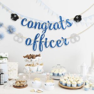 Ambishi Blue Glitter Congrats Officer Banner, Congrats Officer Grad Sign, Class of 2024 Graduation Bunting Decor, Police Academy Graduation Party Decoration Supplies