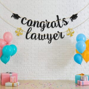 Ambishi Black Glitter Congrats Lawyer Banner, Congrats Law Grad Sign, Class of 2024 Graduation Bunting Decor, Lawyer Up Future Lawyer Garland for Law School Survivor