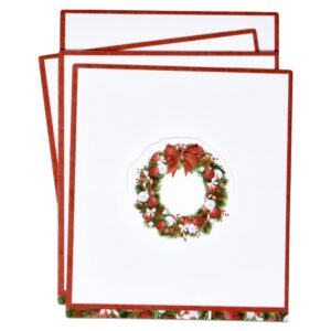 Gift Boutique 100 Pack Christmas Place Cards Holiday Seating Name Card Die Cut Xmas Wreath Table Setting Folded Paper Tent Cards for Dinner Wedding Tables Placement Party Decorations 2" x 3.5"