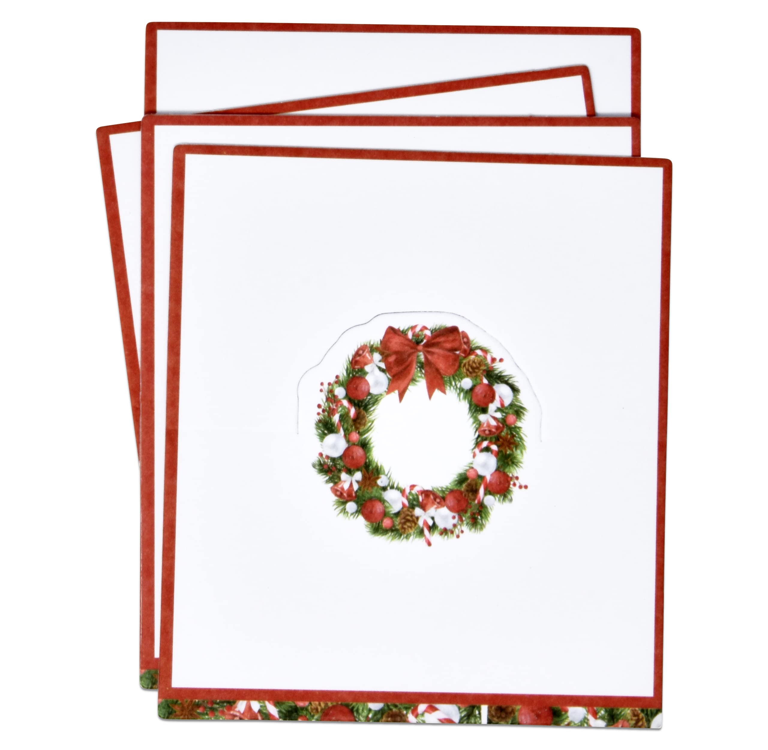 Gift Boutique 100 Pack Christmas Place Cards Holiday Seating Name Card Die Cut Xmas Wreath Table Setting Folded Paper Tent Cards for Dinner Wedding Tables Placement Party Decorations 2" x 3.5"