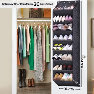 SLEEPING LAMB Over The Door Shoe Organizer for Closet with Large Deep Pockets, Narrow Shoe Rack for Door Hanging Boots Storage, Black